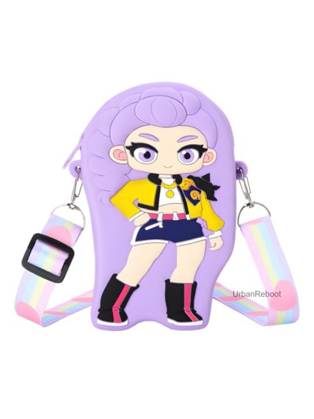Kawaii K-pop Anime Silicone Mini Crossbody Bag with Zipper & Lanyard